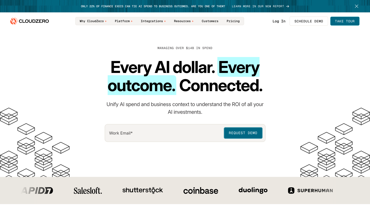 CloudZero homepage: AI cost intelligence