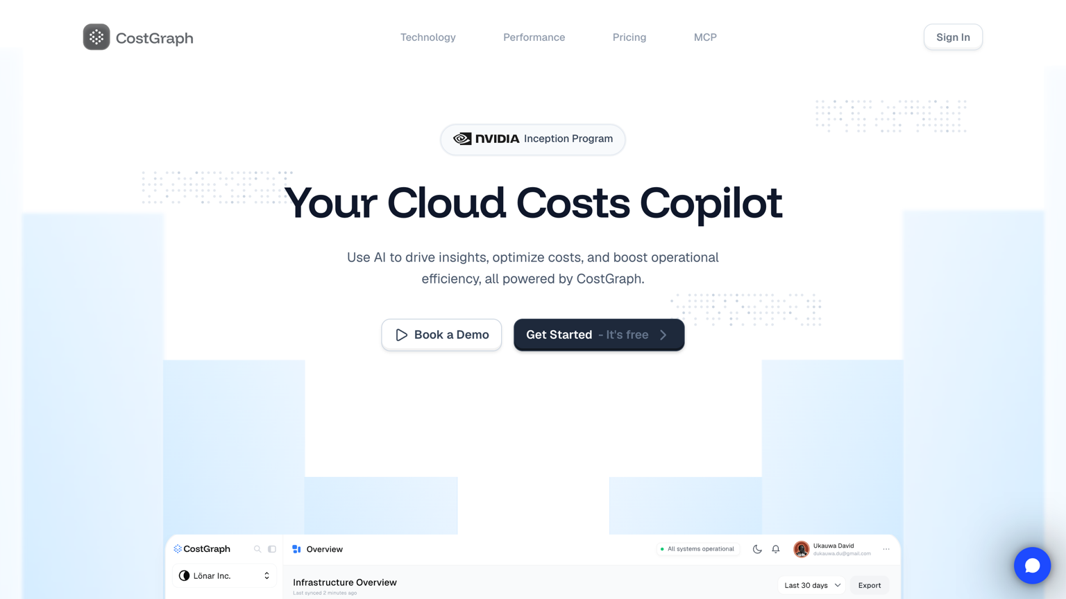 CostGraph homepage: your cloud costs copilot