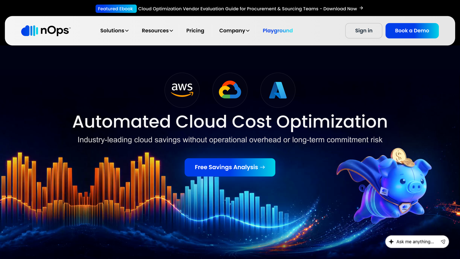 nOps homepage: automated cloud cost optimization